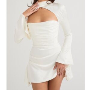 House of CB Cream Long Sleeve Cut-Out Dress